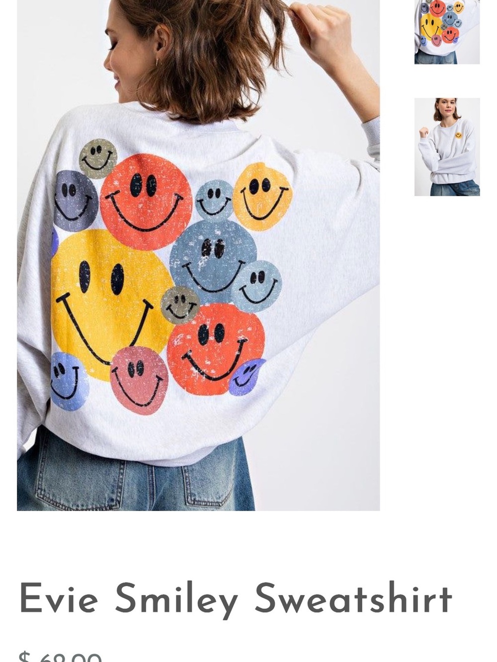 easel White Sweatshirt with Multicolor Smiley Faces